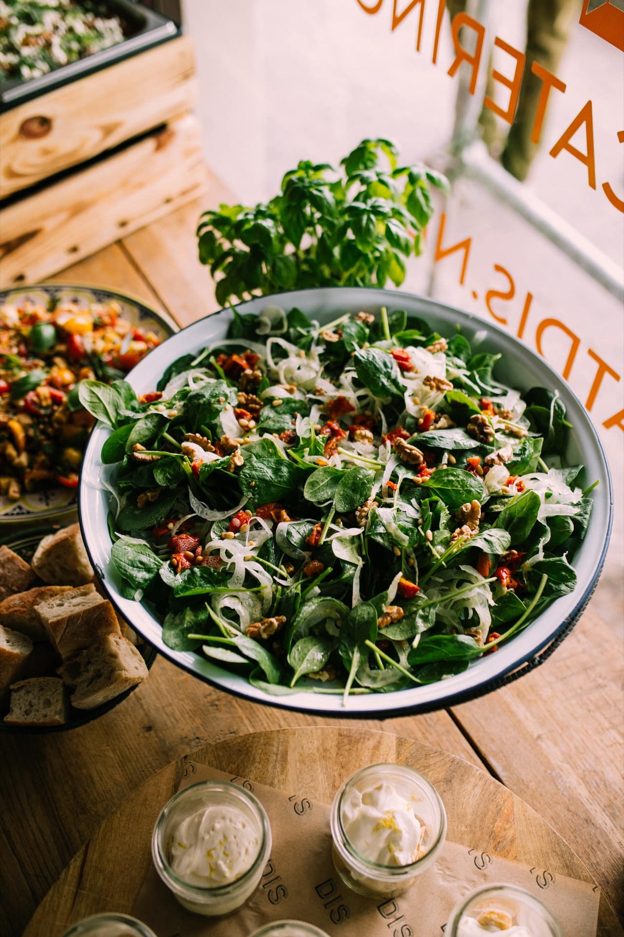 A fresh lunch spread of salads and bread by DIS from their Amsterdam kitchen